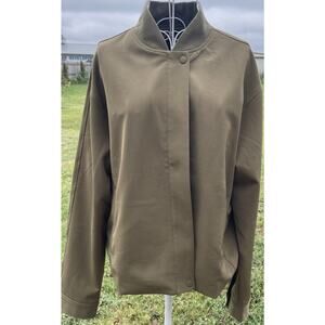Athleta Olive Green Womens Endless Bomber Cropped Jacket Size Medium Streetwear
